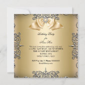 Diamond Gold Cream Bow Silver Elegant Birthday Kaart (Achterkant)