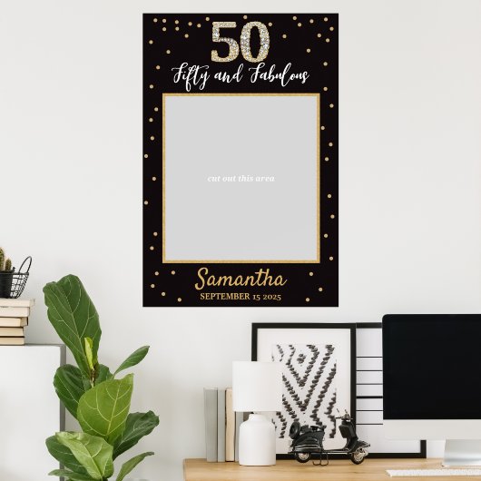 Diamond Gold en Black Birthday Photo Prop Lijst Poster (Thuiskantoor)