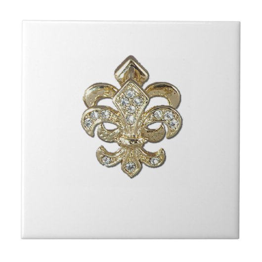 Diamond gold Fleur De Lis New Orleans Tegeltje (Voorkant)