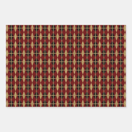 Diamond & Gold Grid Trio II Inpakpapier Vel (Voorkant 3)