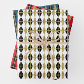 Diamond & Gold Grid Trio Inpakpapier Vel (In situ)