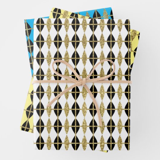 Diamond & Gold Grid Trio IV Inpakpapier Vel (In situ)