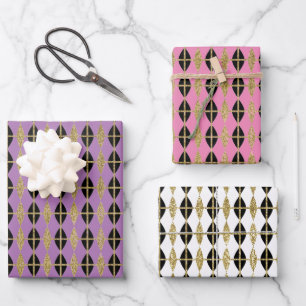 Diamond & Gold Grid Trio V Inpakpapier Vel
