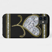 Diamond & Gold Heart Flower Case-Mate iPhone Case (Achterkant (horizontaal))