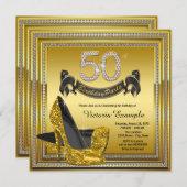 Diamond Gold High Heels Vrouwen 50ste Verjaardagsf Kaart (Voorkant / Achterkant)