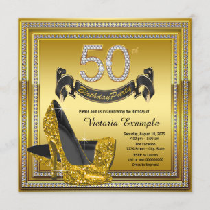 Diamond Gold High Heels Womans 50e verjaardag Kaart