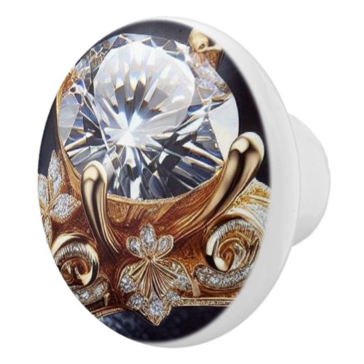 Diamond Gold Ring Keramische Knop (Rechts)