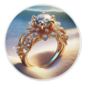 Diamond Gold Ring op het strand Keramische Knop (Voorkant)