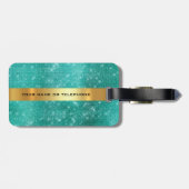 Diamond Gold Sequin Blauwgroen tropisch minimalism Bagagelabel (Achterkant horizontaal)