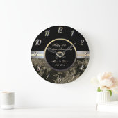 Diamond Gold Swirls Damask50th Wedding Jubileum Grote Klok (Huis)