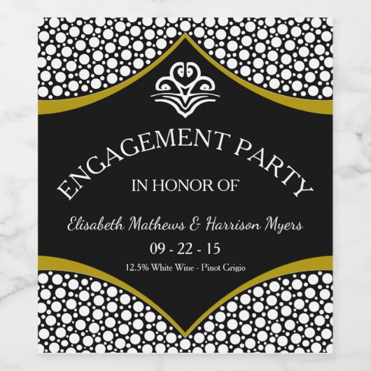 Diamond Gold Wedding Verloving Wijn Etiket (Enkel label)