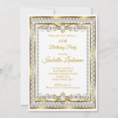 Diamond Gold White Pearl Elegant Birthday Party Kaart (Voorkant)