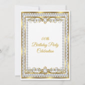 Diamond Gold White Pearl Elegant Birthday Party Kaart (Achterkant)