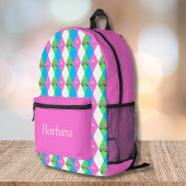 Diamond golfkar met golfbalpatroon bedrukte rugzak