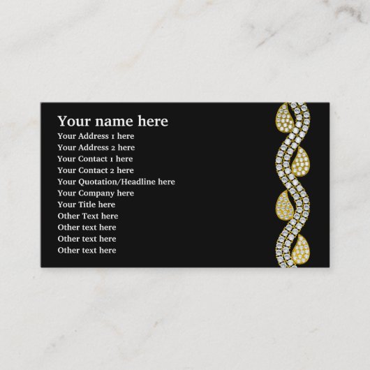 Diamond & goudpaisleyzwart visitekaartje (Voorkant)
