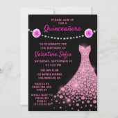 Diamond Gown Pink Modern Quinceañera Kaart (Voorkant)