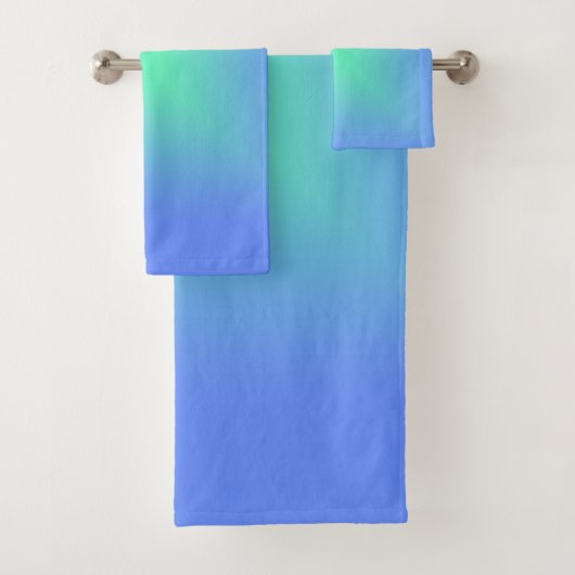 Diamond gradiënt blauw tot aquamarine groen bad handdoek (Insitu)