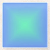 Diamond gradiënt blauw tot aquamarine groen glazen onderzetter (Voorkant)