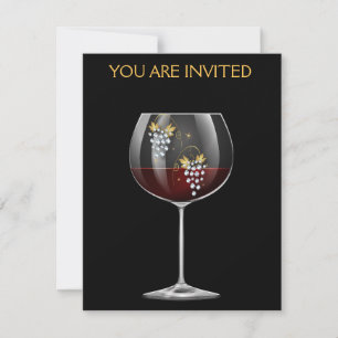 Diamond Grapes - Classy Wine Glass Invitation Kaart