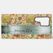 Diamond Green Paisley Calligraphy Monogram Name Samsung Galaxy Hoesje (Achterkant horizontaal)