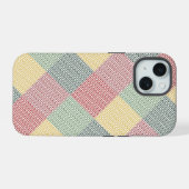 Diamond Grid Pattern Moderne Kerstvakantie iPhone 15 Case (Achterkant horizontaal)