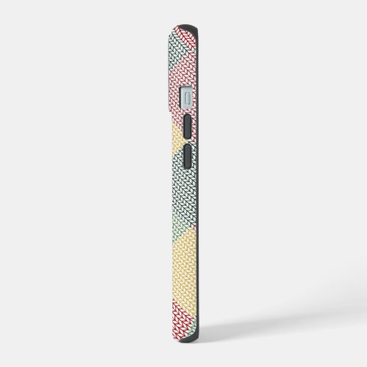Diamond Grid Pattern Moderne Kerstvakantie iPhone 15 Case (Linkerkant)