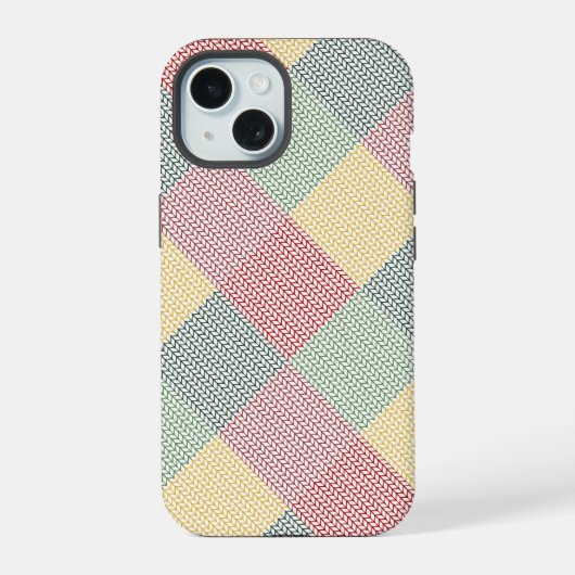 Diamond Grid Pattern Moderne Kerstvakantie iPhone 15 Case (Achterkant)