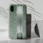 Diamond Groene Nep Glitter Calligrafie Monogram  Samsung Galaxy Hoesje<br><div class="desc">Alle glitters of diamanten in het ontwerp zijn foto's en gesimuleerd.</div>