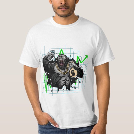 Diamond Handed Ape Stock Market Chart T-Shirt (Voorkant)