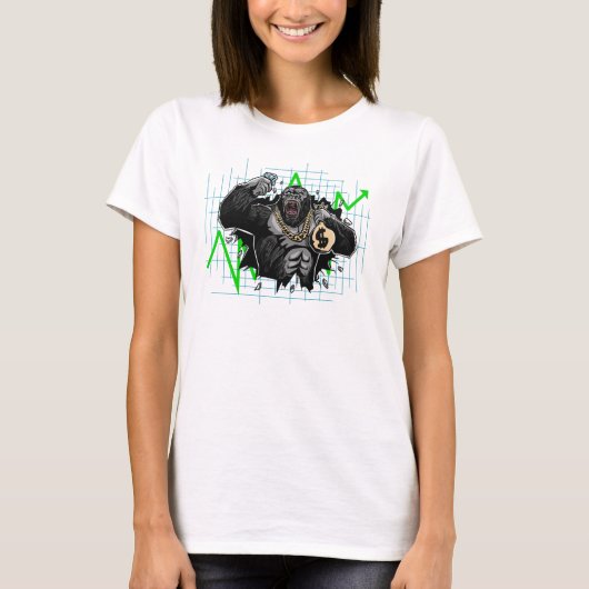Diamond Handed Ape Stock Market Chart T-Shirt (Voorkant)