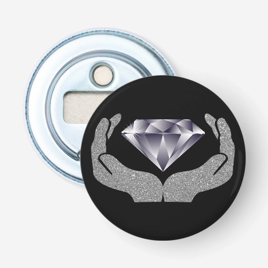 Diamond Hands Bottle Open Button Flesopener (Voorkant)