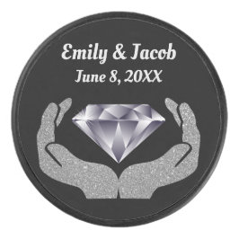 Diamond Hands Bruiloft Hockey Puck