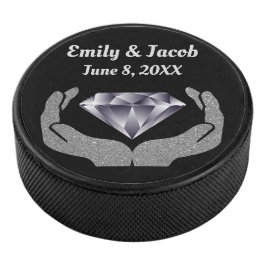 Diamond Hands Bruiloft Hockey Puck