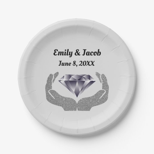 Diamond Hands Bruiloft Papieren Bordje (Voorkant)