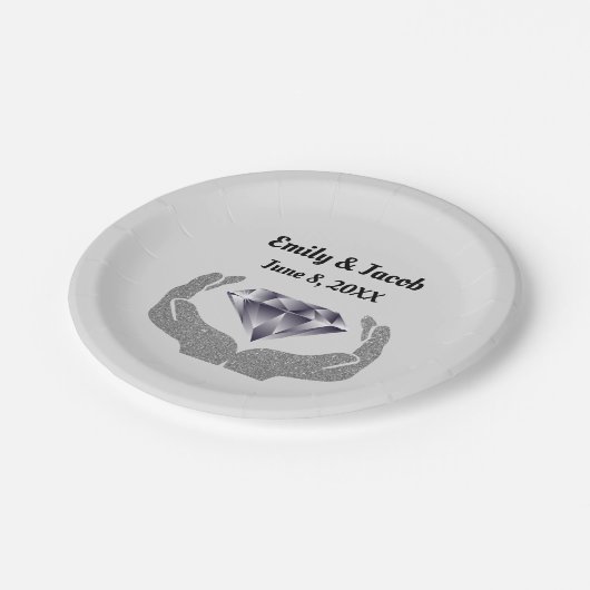 Diamond Hands Bruiloft Papieren Bordje (Gekanteld)