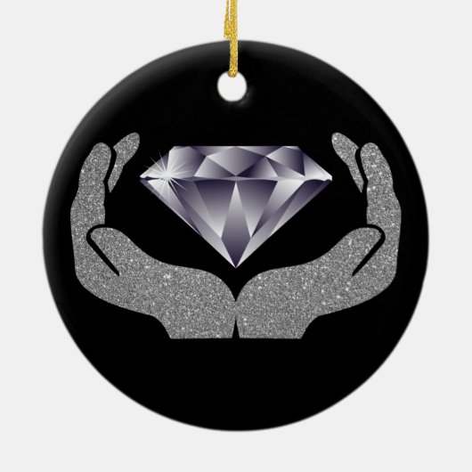 Diamond Hands Ceramic Ornament (Achterkant)