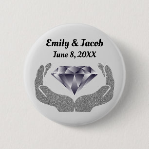 Diamond Hands Huwelijk Ronde Button 5,7 Cm