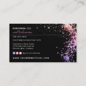 Diamond Hands Pink Glitter Black Nails Nail Tech B Visitekaartje (Achterkant)