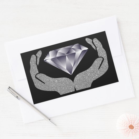 Diamond Hands Rechthoekige Sticker (Envelop)