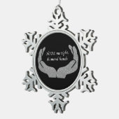 Diamond Hands Snowflake Pewter-kerstversiering Tin Sneeuwvlok Ornament (Rechts)