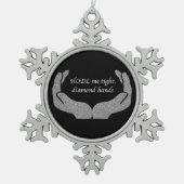 Diamond Hands Snowflake Pewter-kerstversiering Tin Sneeuwvlok Ornament (Voorkant)