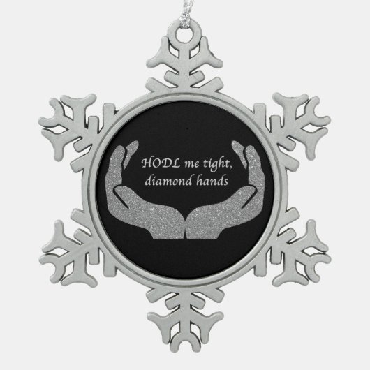 Diamond Hands Snowflake Pewter-kerstversiering Tin Sneeuwvlok Ornament (Voorkant)