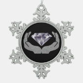 Diamond Hands Snowflake Pewter-kerstversiering Tin Sneeuwvlok Ornament (Voorkant)