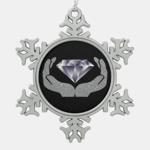 Diamond Hands Snowflake Pewter-kerstversiering Tin Sneeuwvlok Ornament