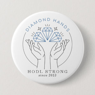 Diamond Hands Stock & Crypto Trader Funny Ronde Button 7,6 Cm