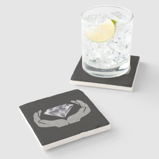Diamond Hands Stone Onderzetter (Zijkant)