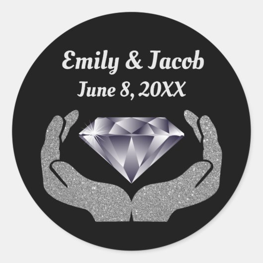 Diamond Hands Wedding Classic Round Sticker (Voorkant)