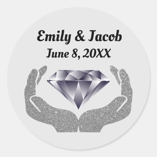 Diamond Hands Wedding Ronde Sticker (Voorkant)