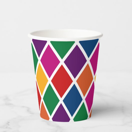 Diamond Harlequin Pattern Cup Papieren Bekers (Voorkant)