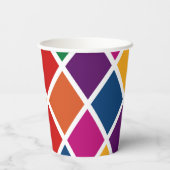 Diamond Harlequin Pattern Grote Papierbeker Papieren Bekers (Achterkant)